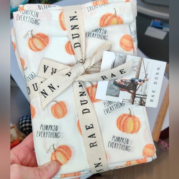 Rae Dunn Pumpkin Everything Cloth Thanksgiving Napkins Set of 8 - Picture 4 of 11